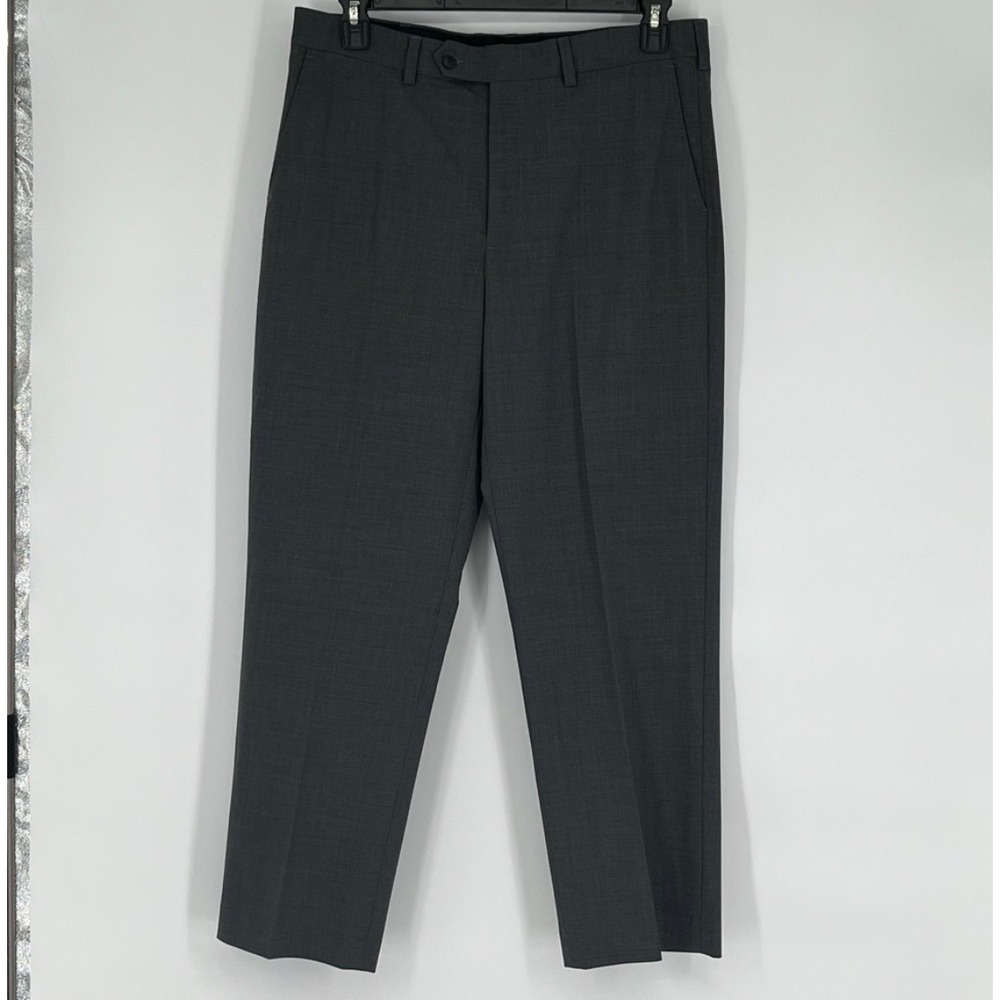 LANDS END Outfitters Dress Pants Mens 34 X 29 Gray‎ Wool Blend Traditional Fit